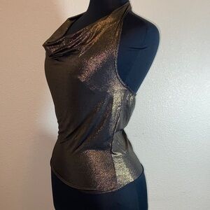Check It Out Shimmering Gold Halter Top Size S